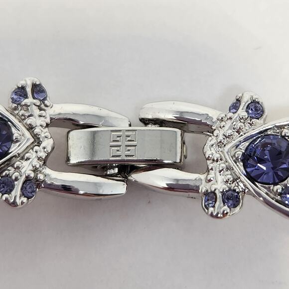Givenchy Purple Clear Crystal Silver Tone Bracelet Designer Costume Jewelry - Picture 4 of 7